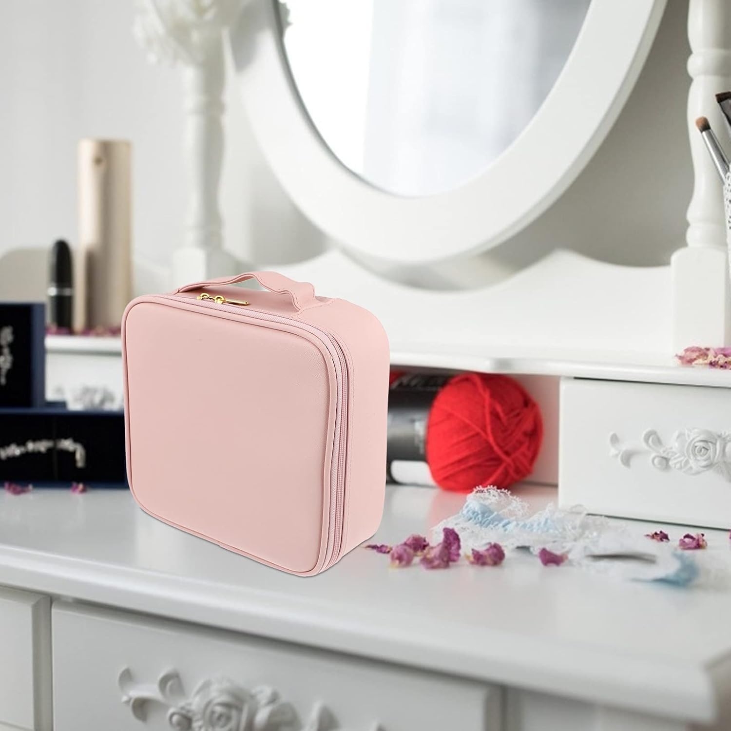 DOITOOL 1pc Makeup Tool Pouch for Cosmetic Storage Capacity Makeup Brush Container for Women Pu