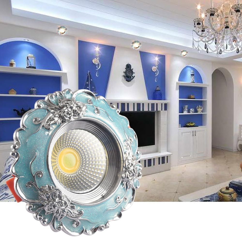 3CCT Dimmable 4.3 Inch LED Recessed Downlight in Blue Resin, Mediterranean Style with 30° Adjustable Angle and Baffle Trim,4 Pack Ceiling Lighting,led can Lights