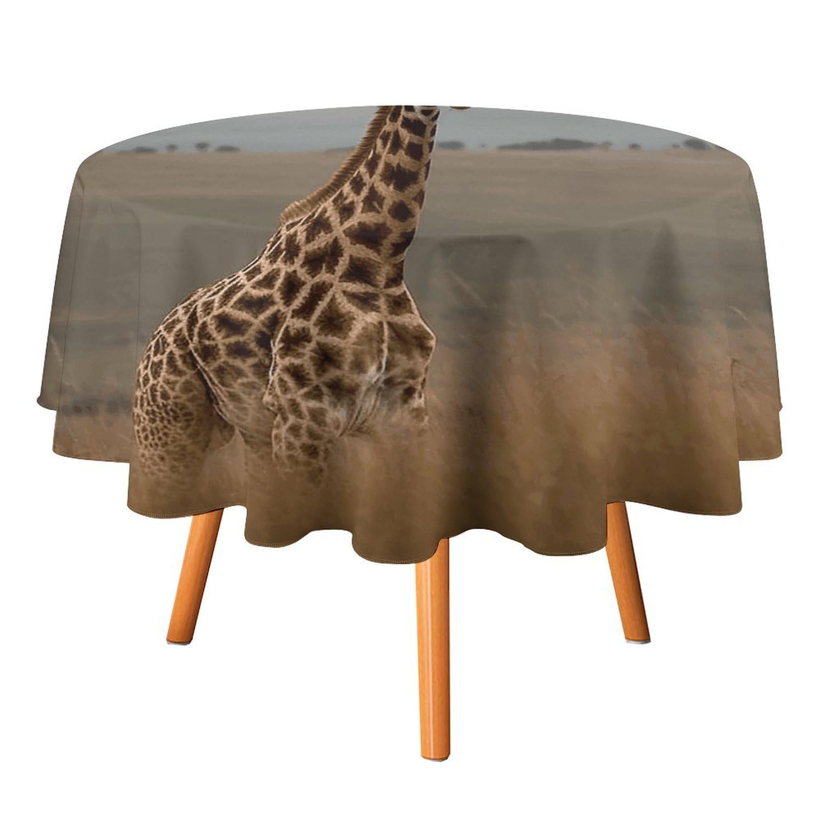 Nappe ronde de 152 cm de qualité supérieure avec décor girafe de savane