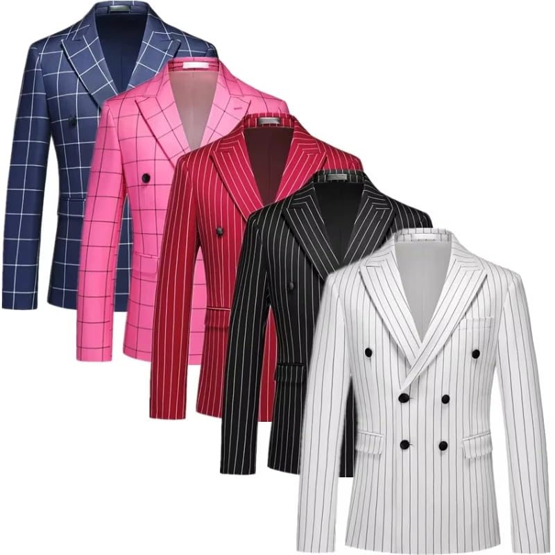 Men's Blazer Double Breasted Slim Fit Dress Jacket Wedding Party Blazer Male Coat2