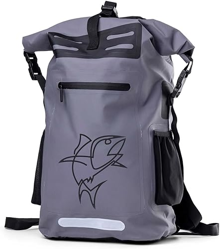 Mochila seca impermeable gris de 35 litros  Bolsa seca flotante para kayak, viajes, camping, playa, paddleboarding  Bolsa duradera a prueba de agua