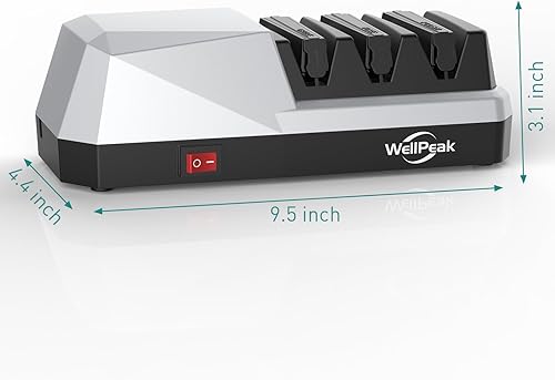 Miniatura 7 de Afilador de cuchillos eléctrico de 3 etapas para cuchillos de 1820 grados, afilado abrasivo de diamante para cuchillos de chef de borde recto,