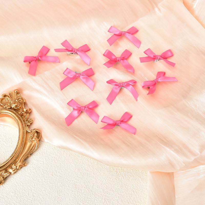 Miniatura 5 de Mini pinzas para el pelo con lazo pequeño para mujeres y niñas, pinzas para el pelo de color rosa intenso, pinzas para el cabello Y2k, accesorios