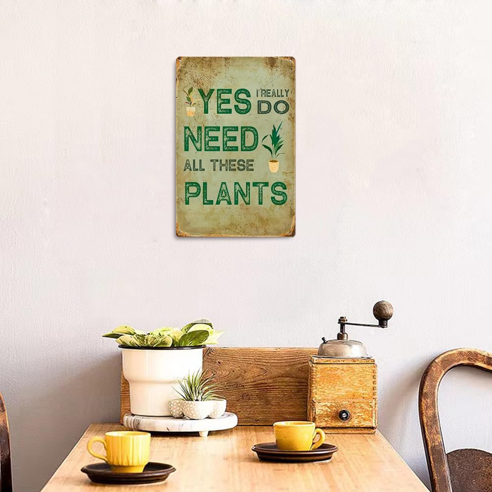LittleGrove Seeds Cartel De Metal Con Diseño De Cactus Suculentas, Con Texto En Inglés "Yes I Really Do Need All These Plants", Letrero De Metal Para Cultivador, Jardinero, Vintage, Arte De