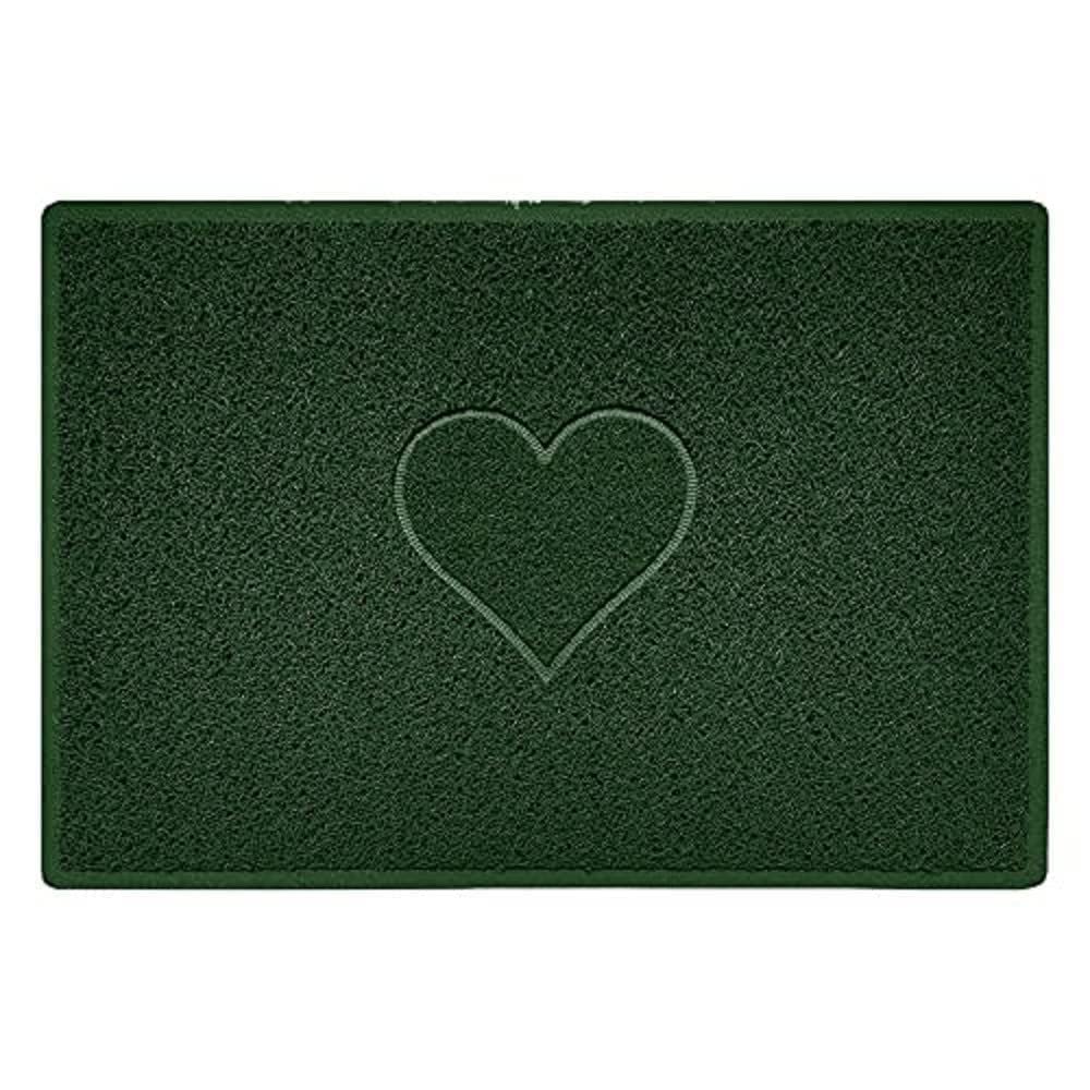 Nicoman Embossed PVC Spaghetti Pressed Heart Doormat - Green - 90cm x 60cm