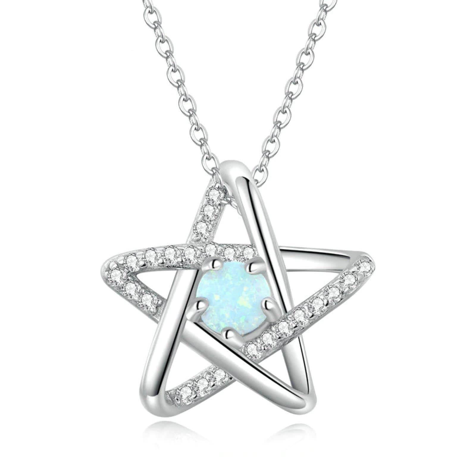 Collier opale argent sterling authentique pendentif étoile de mariage