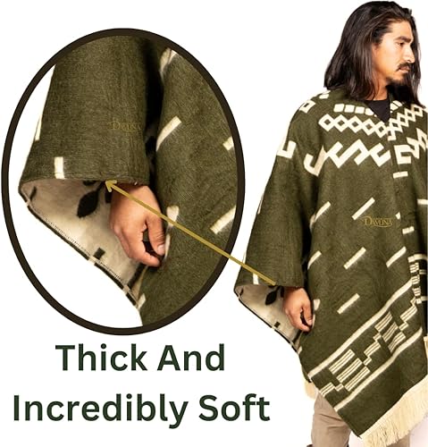 Miniatura 5 de Clint Eastwood, Poncho de lana de alpaca estilo occidental, único y hecho a mano en Ecuador. Poncho de lana grueso, cálido y suave