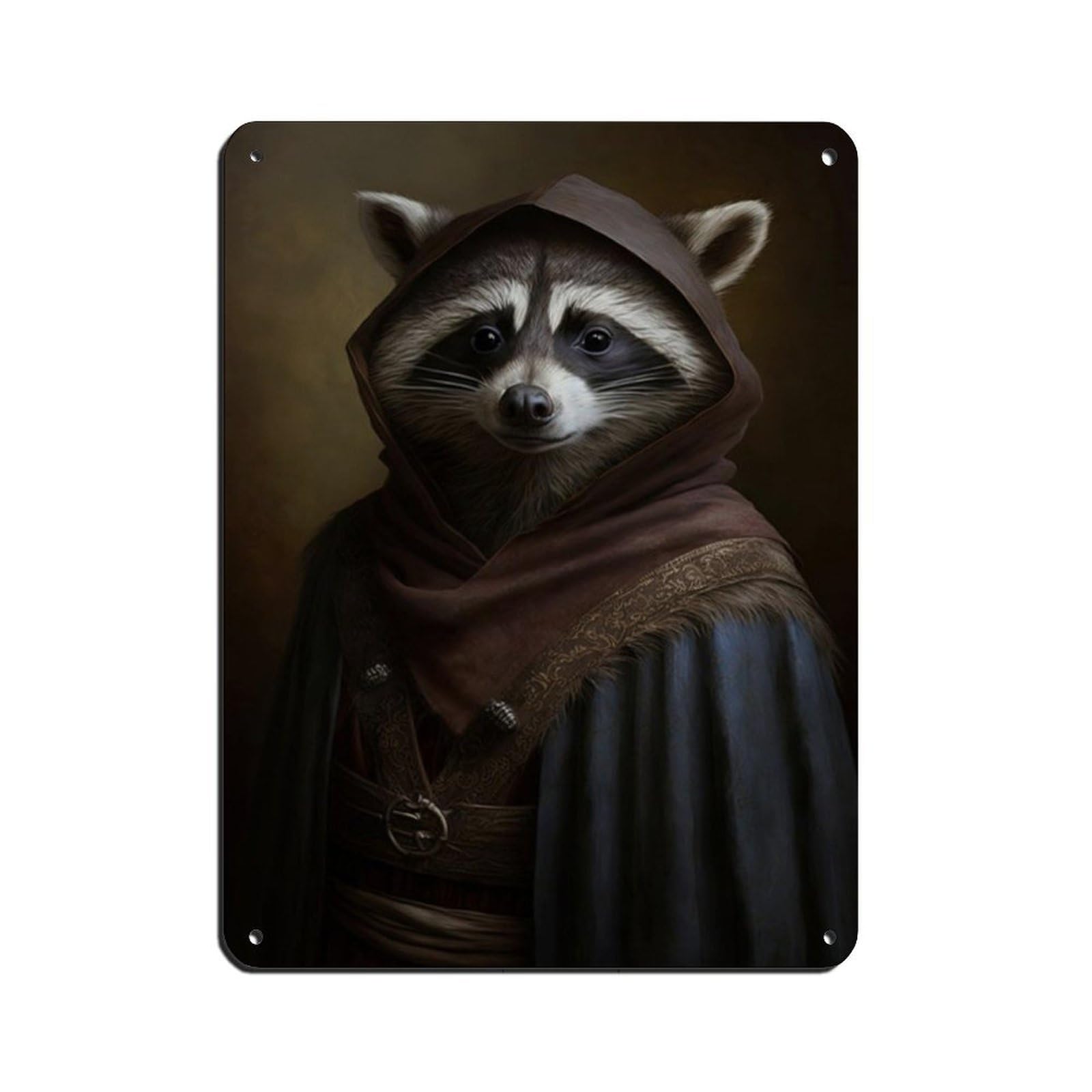Gothic Raccoon Vintage Poster Tin Sign Vintage Metal Pub Club Cafe Bar Home Wall Art Decoration Poster Retro 12x16inch(30x40cm)