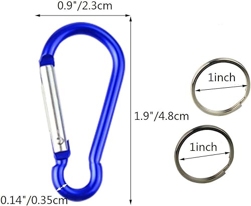 Miniatura 2 de Wobe 30pcs 2 pulgadas mosquetón Clips con llaveros aluminio D-Ring Spring Lock Ganchos