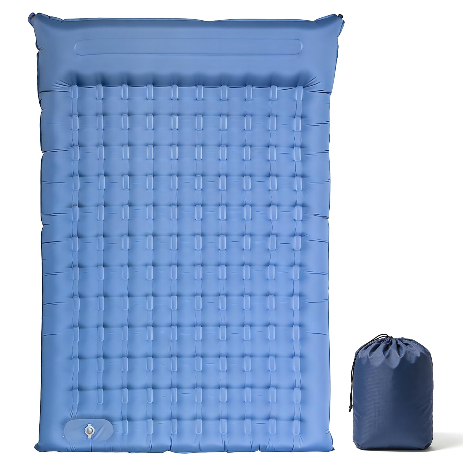 Colchoneta doble para 2 personas, 195 x 134 cm, perfecta para parejas y familias, camping familiar, festivales y cama de invitados, 10 cm de grosor, función de inflado