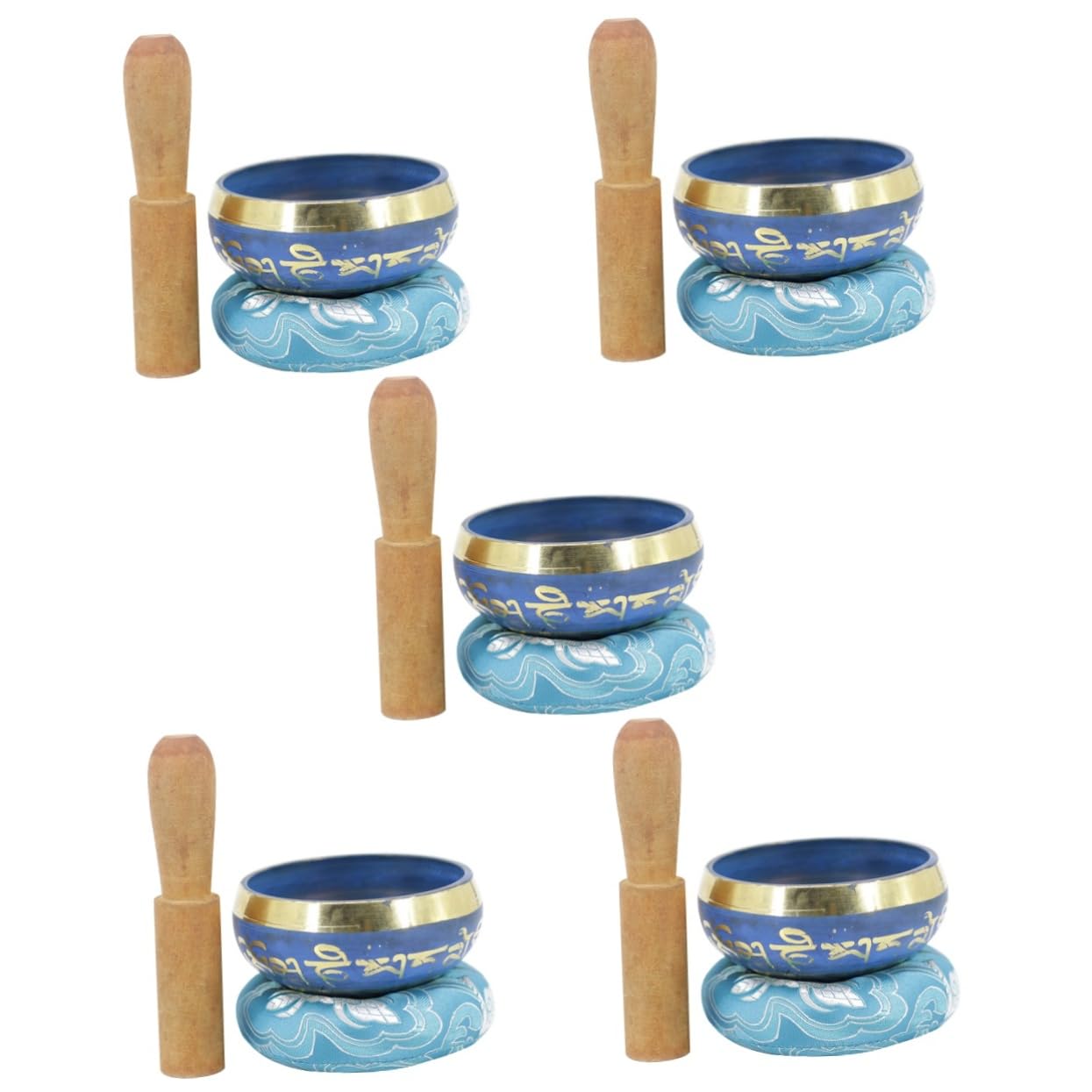 5 set di accessori per ciotole da meditazione Ciotola per il canto del Buddha Fornitura del buddismo Ciotole per musica da meditazione Ciotole tibetane Decorazioni Zen Decorare Ciotole per il suono