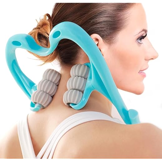 The Most Famous Christmas gifts ideas - Pack In One Day Rejopes Neck Massager - Neck and Shoulder Handheld Massager with 6 Balls Massage Point - Premium Deep Tissue Relief for Neck, Back, Shoulders, and Legs (Blue)