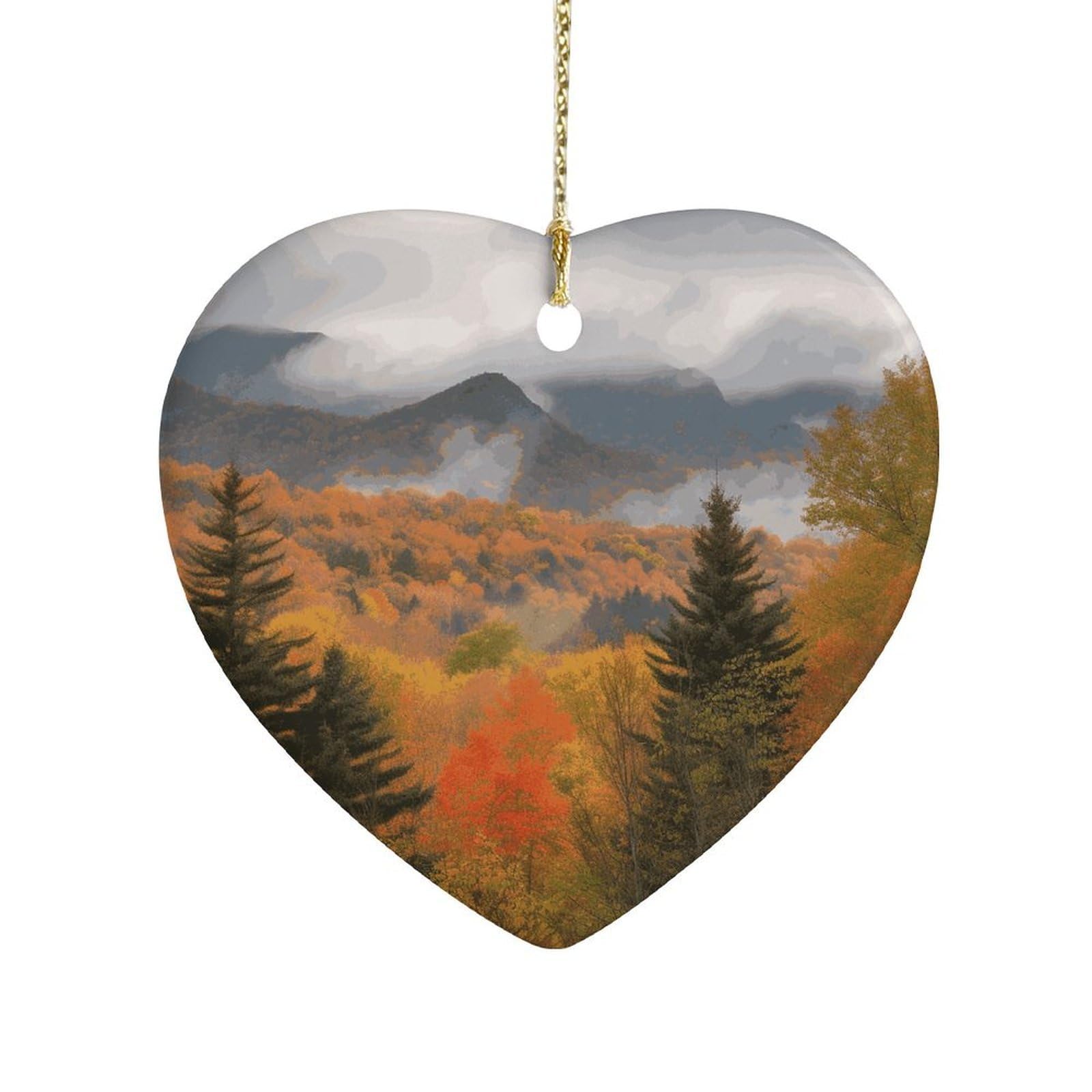 Fekiloot Style Autumn Foliage Mountains Ceramic Ornament Home Decor Keepsake
