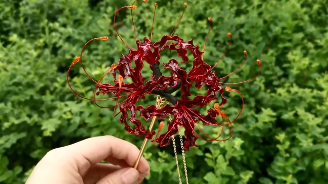 Amazon.com : MIAO WU Handmade Lycoris Radiata Flower Hairpin  display picture 3