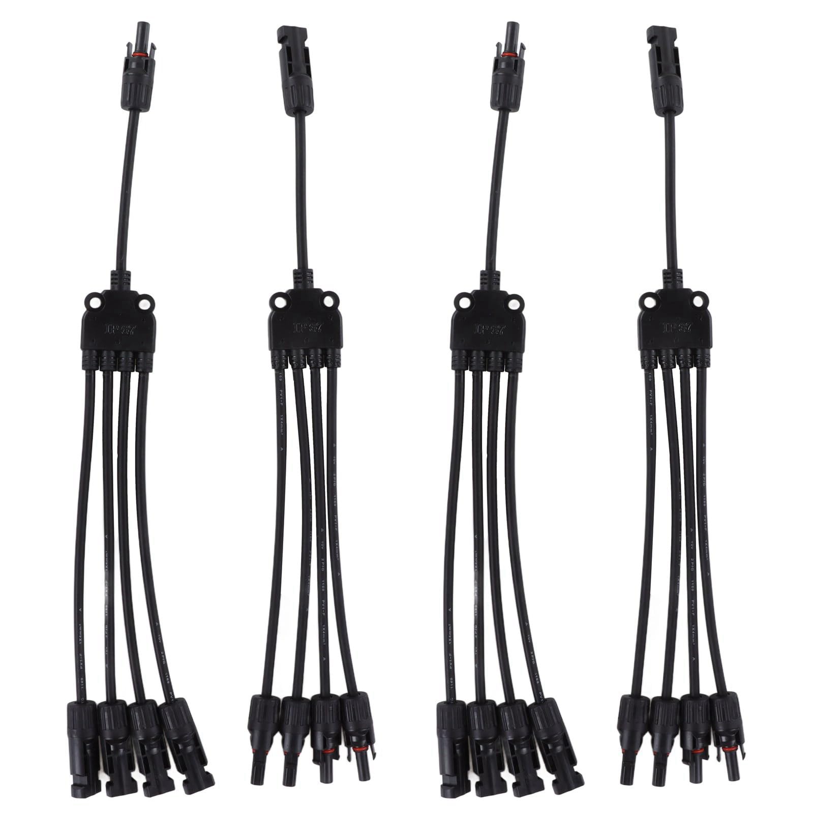 2 zestawy paneli słonecznych Fotowoltaika Y odgałęziony kabel równoległy PV kabel adapterowy drut męski złącze żeńskie IP67 1000VDC (PV-LTY4)