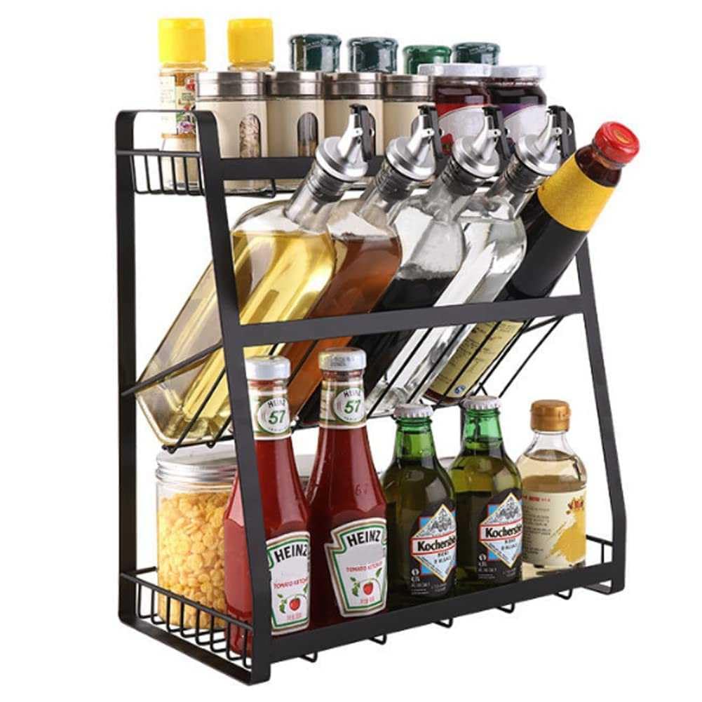 Estante de condimentos para encimera de cocina, estante de especias de 3 niveles, organizador y almacenamiento de especias de cocina, moderno organizador de condimentos para encimera,