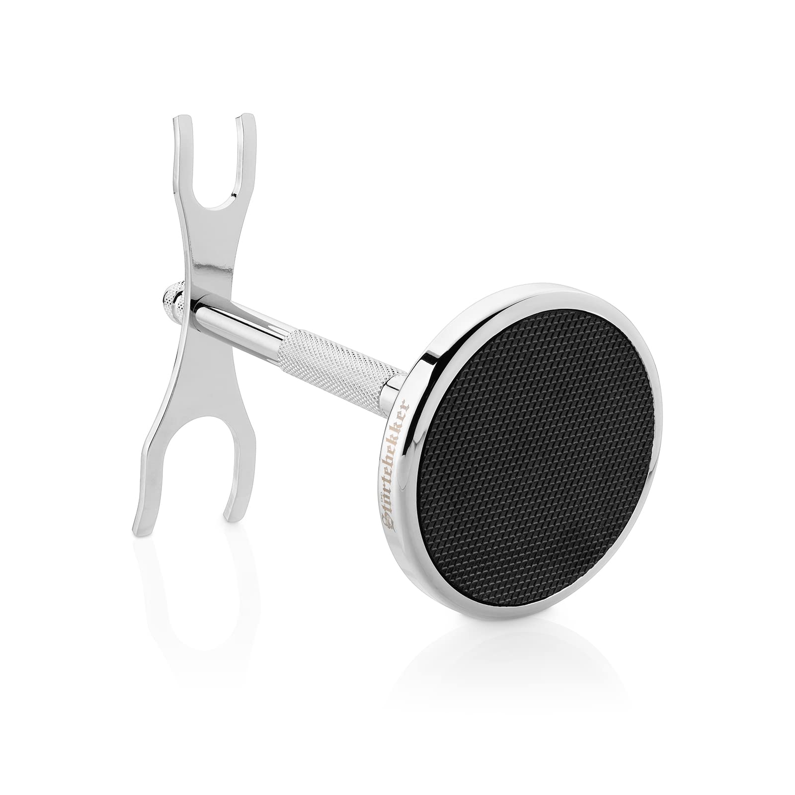 Soporte de afeitado de acero inoxidable Störtebekker® - adecuado para maquinillas y brochas de afeitar - accesorio para tu baño - base antideslizante - idea de regalo (Plata)