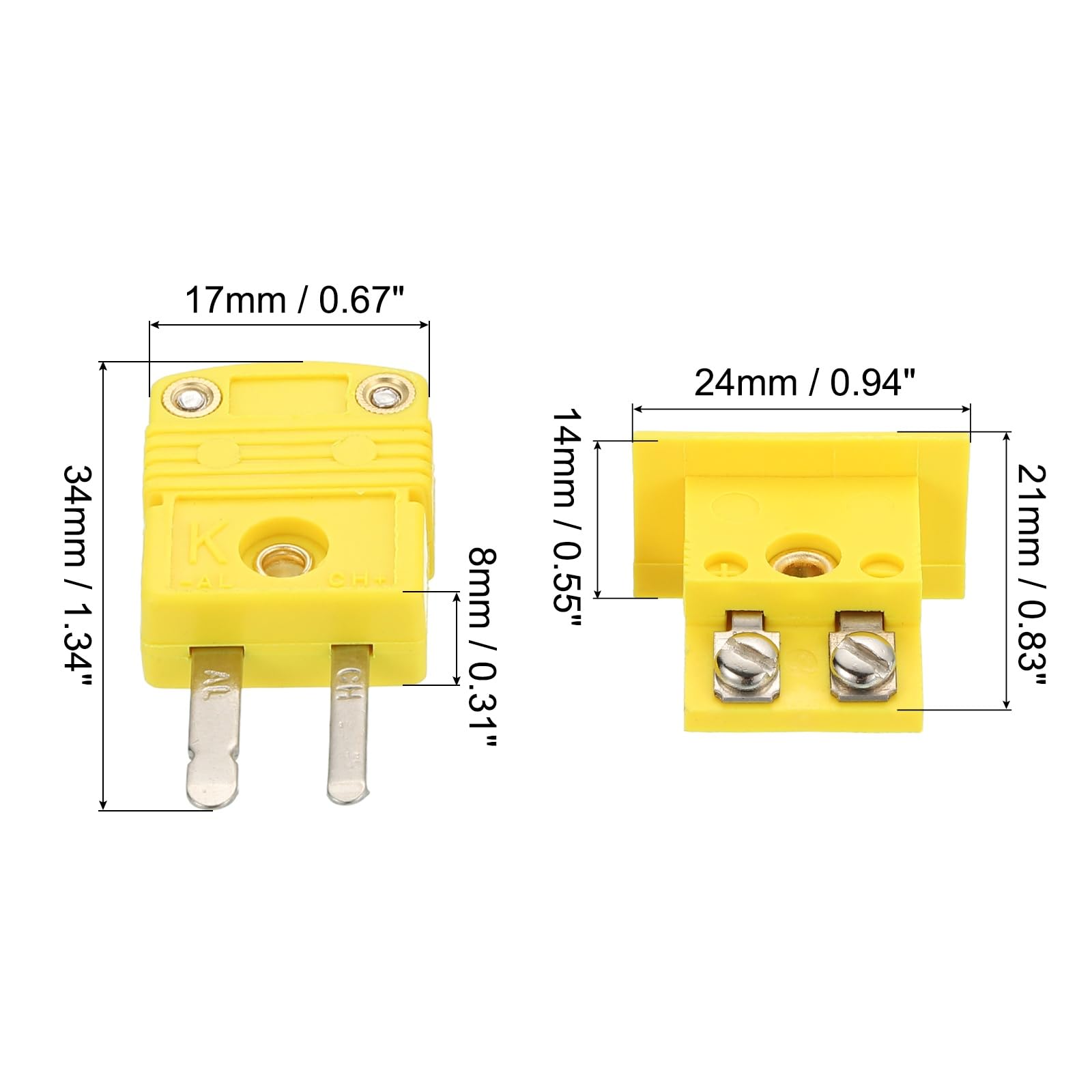 QUARKZMAN Connecteurs De Fil Thermocouple Type K Fiche Mâle Avec Mini Prise Panneau Montable 220°C(428°F) Pour Capteur Thermocouple 10 Jeu