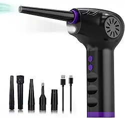 Soprador Para Limpeza Portátil Alta potência longa duração da bateria Soprador Ar Elétrico Turbo Sem Fio 60000 RPM pó Portátil para Teclado/Piano/Carro Doméstico Remoção de Poeira e Remoção de ácaros