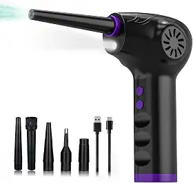 Soprador Para Limpeza Portátil Alta potência longa duração da bateria Soprador Ar Elétrico Turbo Sem Fio 60000 RPM pó Portátil para Teclado/Piano/Carro Doméstico Remoção de Poeira e Remoção de ácaros