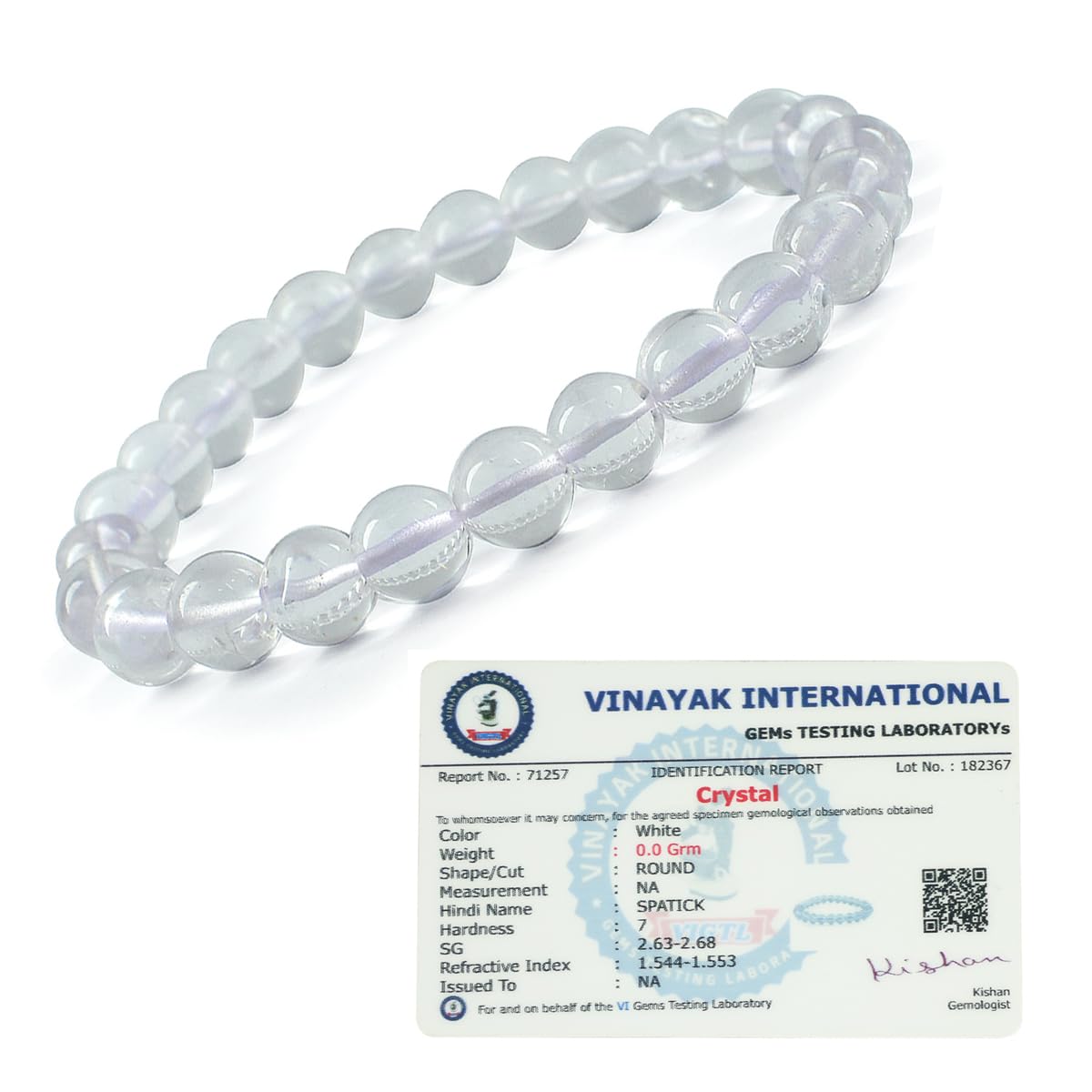 Crystu Natural Certified Sphatik Clear Quartz Bracelet 8 mm Round Beads Crystal Stone Bracelet for Reiki Healing and Crystal Healing Stone Bracelet (Color : Clear) (B09B72ZKKB) Amazon Price History, Amazon Price Tracker