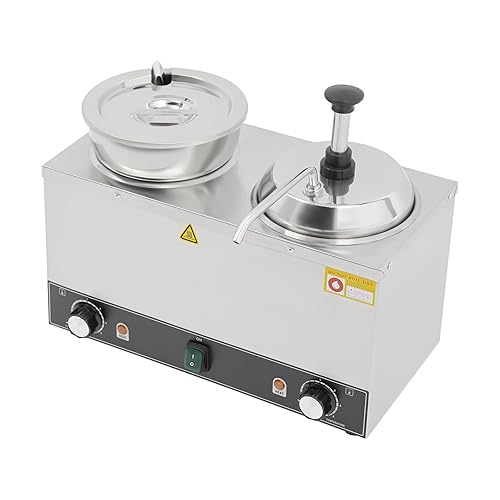 Miniatura 5 de Dispensador de calentador de queso Nacho, calentador de sopa comercial con olla de salsa de 2L + olla de sopa de 4 L, dispensador de salsa comercial