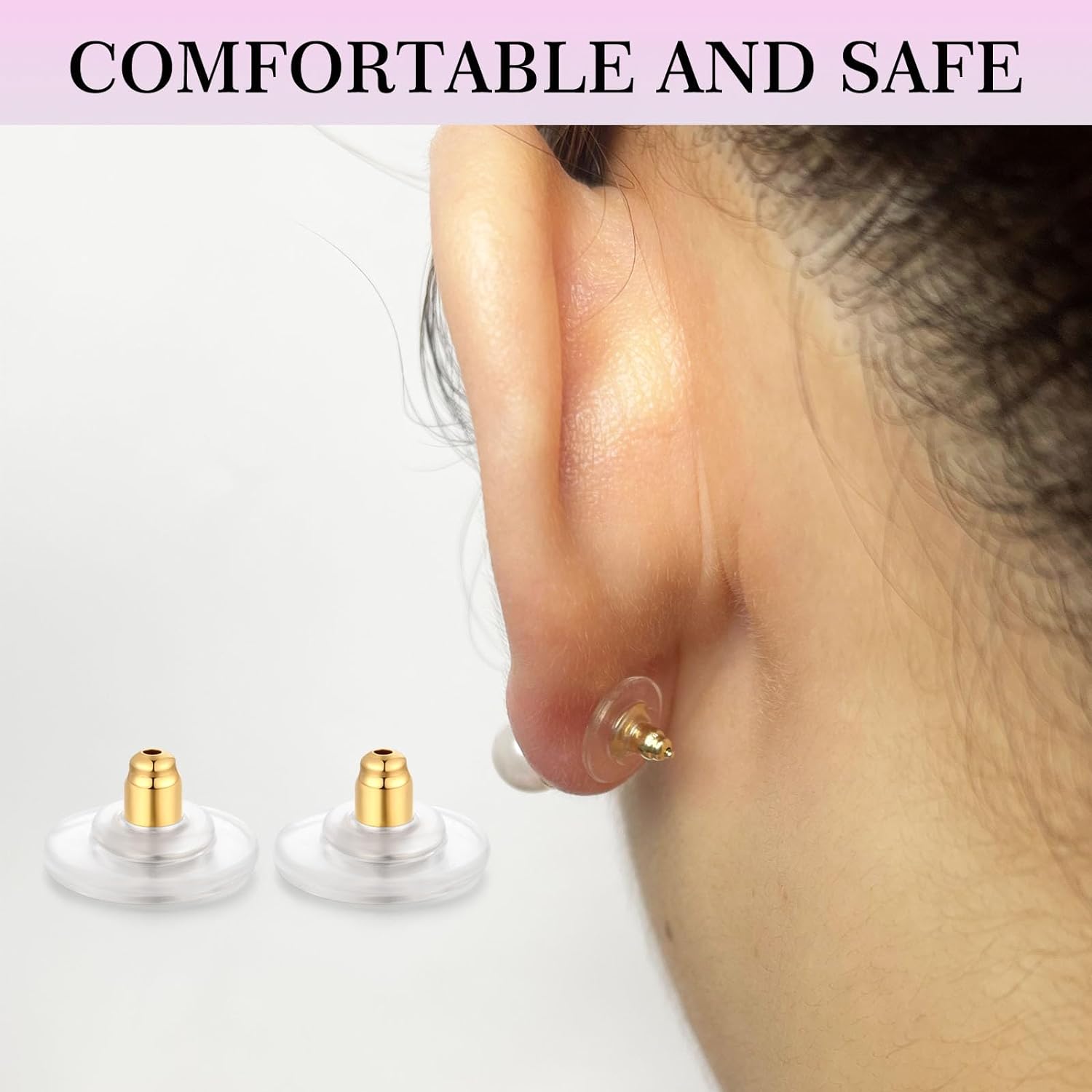 6 PCS 14K Gold Locking Earring Backs for Studs Droopy Ears Heavy Earrings, 925 Sterling Silver Hypoallergenice Earring Backs Replacements for Women Men (Gold) - Image 3