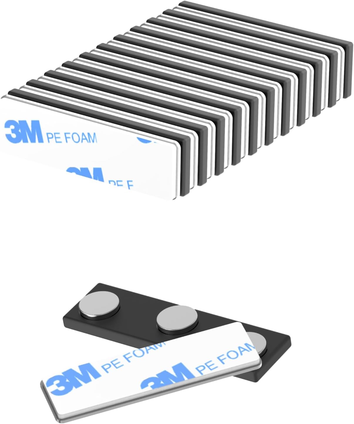 Strong Name Tag Magnets 1.77 x 0.5 inches, Name Tag Magnet Backs with 3 Extra-Strong Disc Neodymium for ID Badge Holders - 12Pack,Magnetic Name Badge Holders with Steel Back Plate