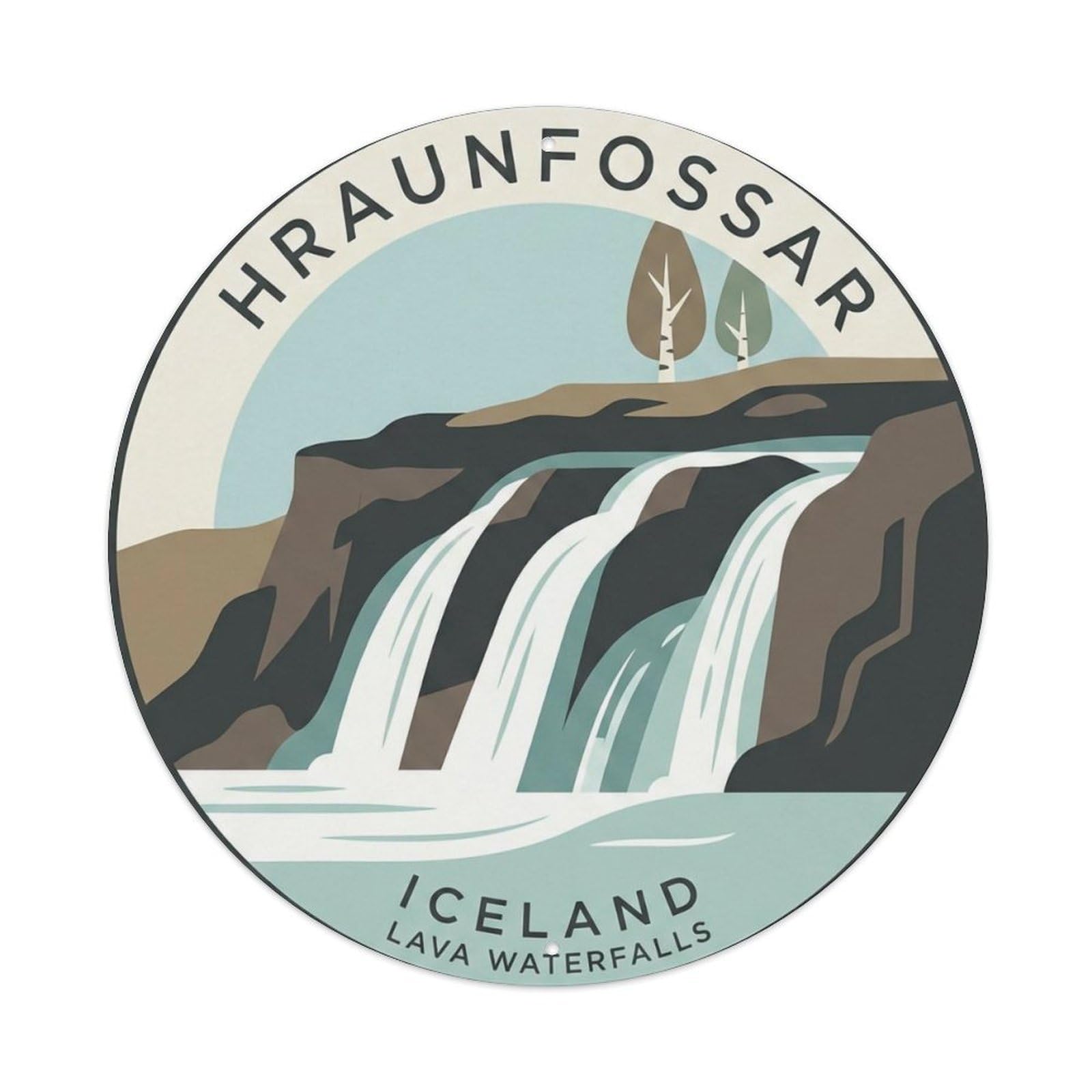 Fqnyr Style Metal Tin Sign Vintage Travel Hraunfossar Iceland Springs