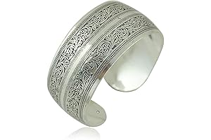 Ethnic Jewelry for Women:: Tibetan Silver Carved Spiral Flower Cuff Bracelet