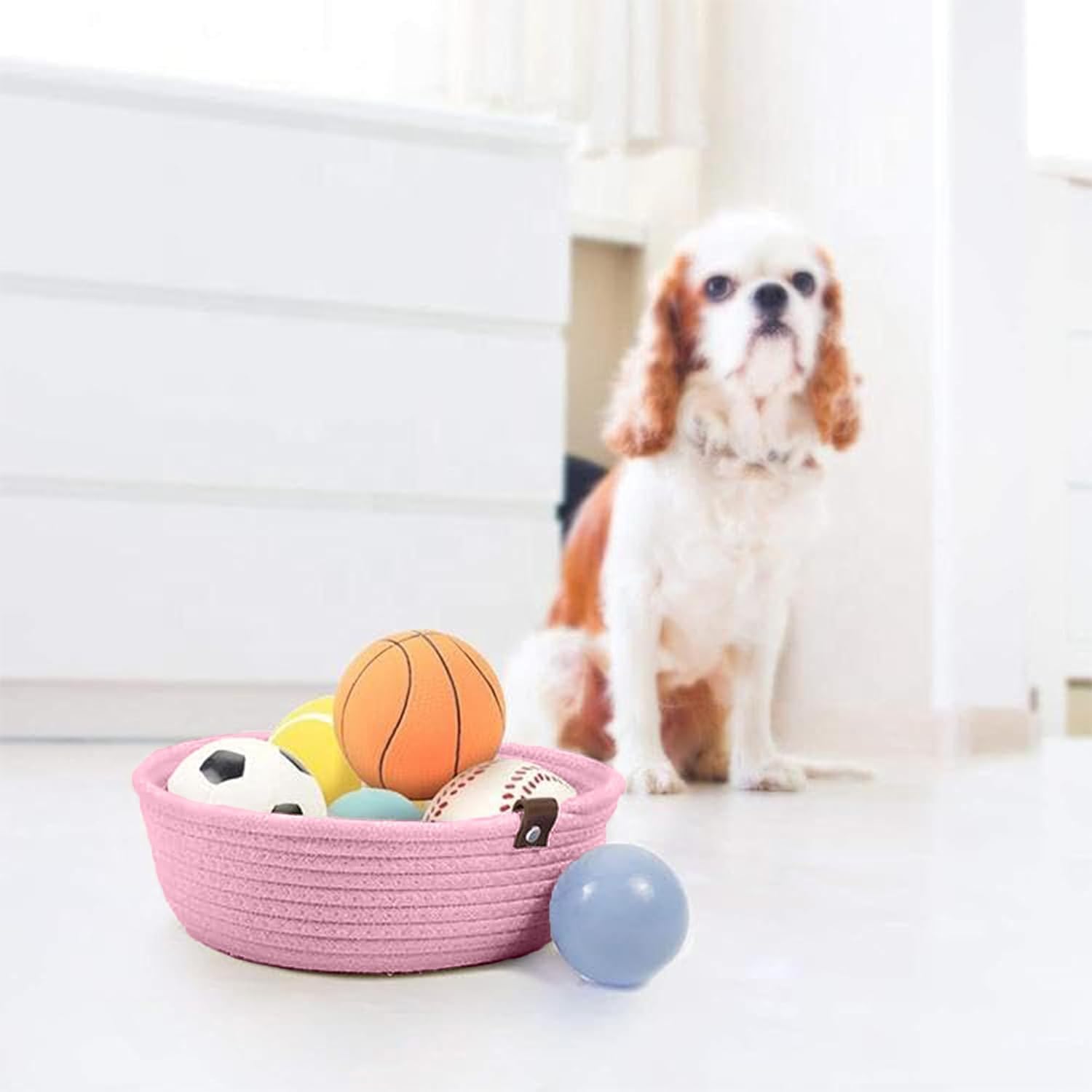 TRENDOZE 100% Natural Jute small box mini rope paper storage Round hamper baby nursery tray bucket for Living Kitchen, Office, Drawing Room,fruits, kitchen, office, Set of 3 (PINK) 3