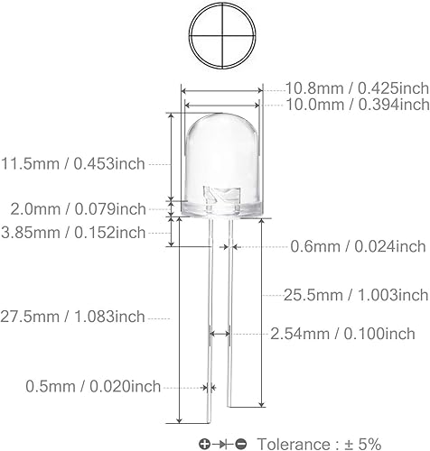 Miniatura 2 de CHANZON 10 unids 0.394 in Rayo infrarrojo IR 850nm emisor LED diodo luces (transparente lente redonda transparente DC 1.4V-1.6V 20mA) Iluminación