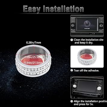 PIFOOG Car Accessories for VW Bling Volume Knob Covers Decals Audio Control Button Stickers Decoration Trims for Volkswagen Golf GTI Jetta Tiguan S Atlas Taos 2PCS