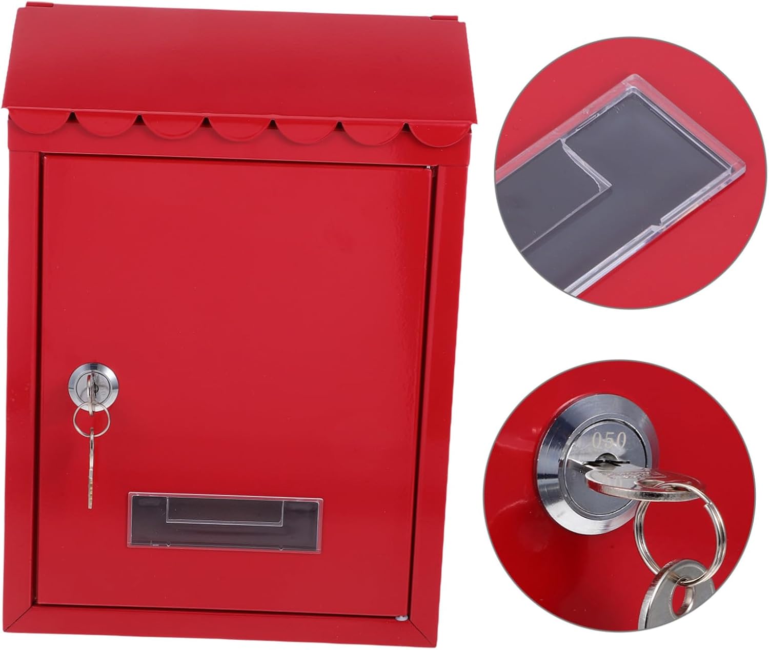 Lockable Wall-Mount Tinplate Mailbox with Spacious Interior Construction for Outdoor and Home Use Stylish Retro Design Security Lock for Office Donation and Mail Storage