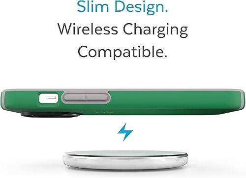 Miniatura 8 de Speck Funda para iPhone 14 Pro Max, delgada, protección contra caídas, resistente a los arañazos, suave al tacto, doble capa, verde renovadosuéter