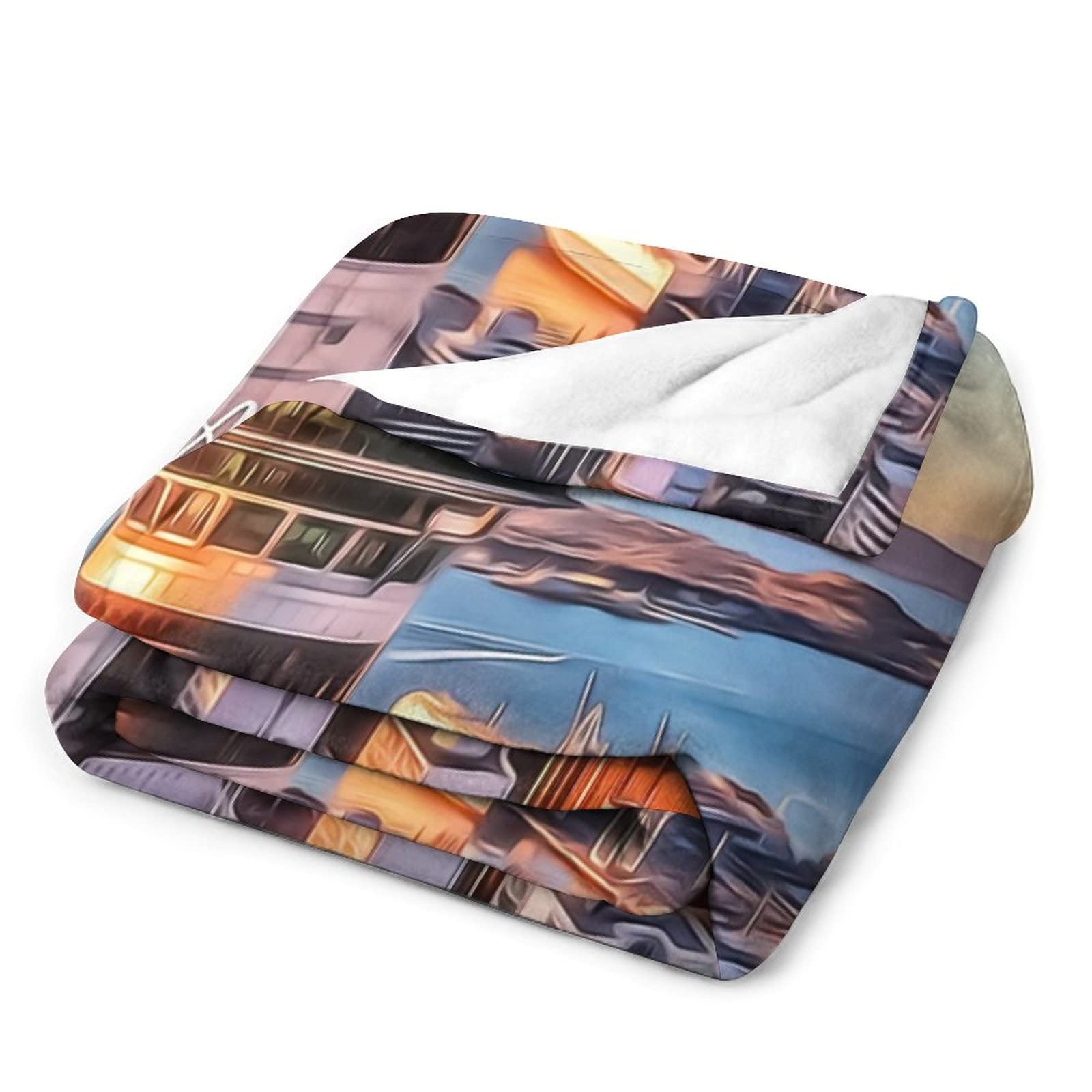 Auckland Coperte in pile di flanella morbida aria condizionata coperta calorosa per divano sedia da viaggio 152,4 x 203,2 cm, paesaggio urbano