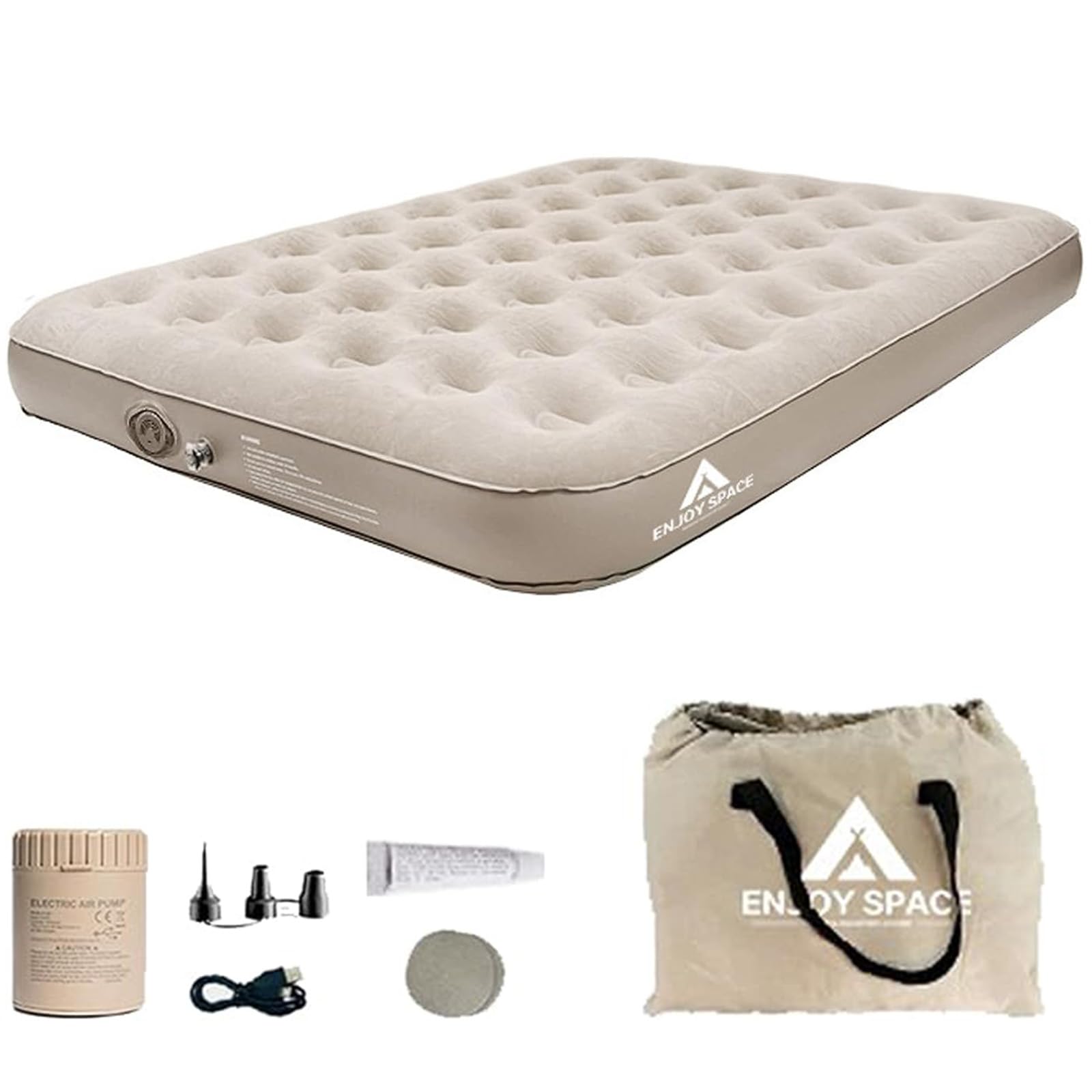 VUCATIN Air Bed Mettress with Built-in Electric Pump, Inflatable Air Mettress Sleeping Pad, Portable Roll Up Bed, Inflatable Outdoor Mat for Tent Camping Car Truck for 2 People (2 People/1layer)