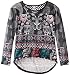 Beautees Big Girls' Mixed Fabric Animal Motif Top