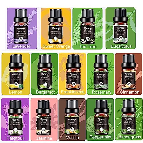 Hyppry Premium Grade Essential Oils Set 14 x 5ml, 100% Pure Natural Aromatherapy Essential Oils for Diffuser for Home Fragrance, Candle & Soap Making, Cleaning, Relaxing