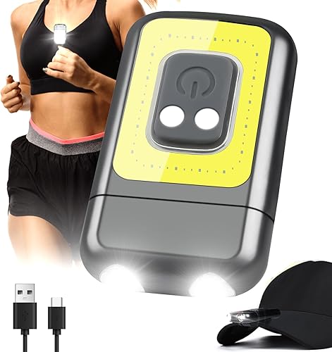 Luz de circulación de 800 lúmenes, luces recargables con clip con iluminación rojaverde, visión nocturna, 5 modos, luz LED de seguridad ligera para