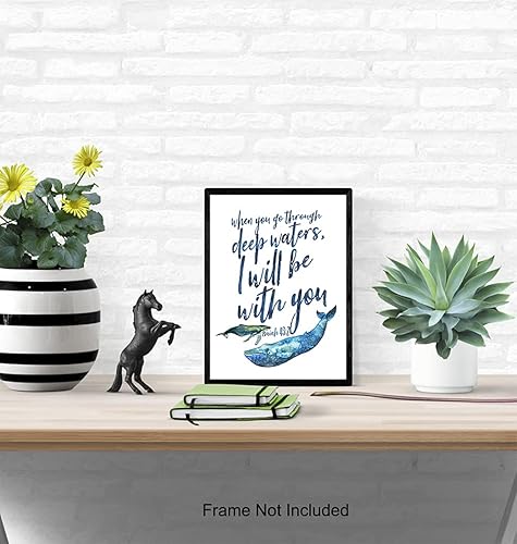 Miniatura 5 de Isaiah 41 10 - Blue Whale Wall Decor - Christian Wall Decor - Religious Art - Catholic Gifts - Bible Verse Picture - Scripture Artwork - God Art -