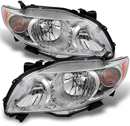 AKKON - For Toyota Corolla Base | LE | XLE Chrome Headlights Driver and Passenger Side Replacement Pair