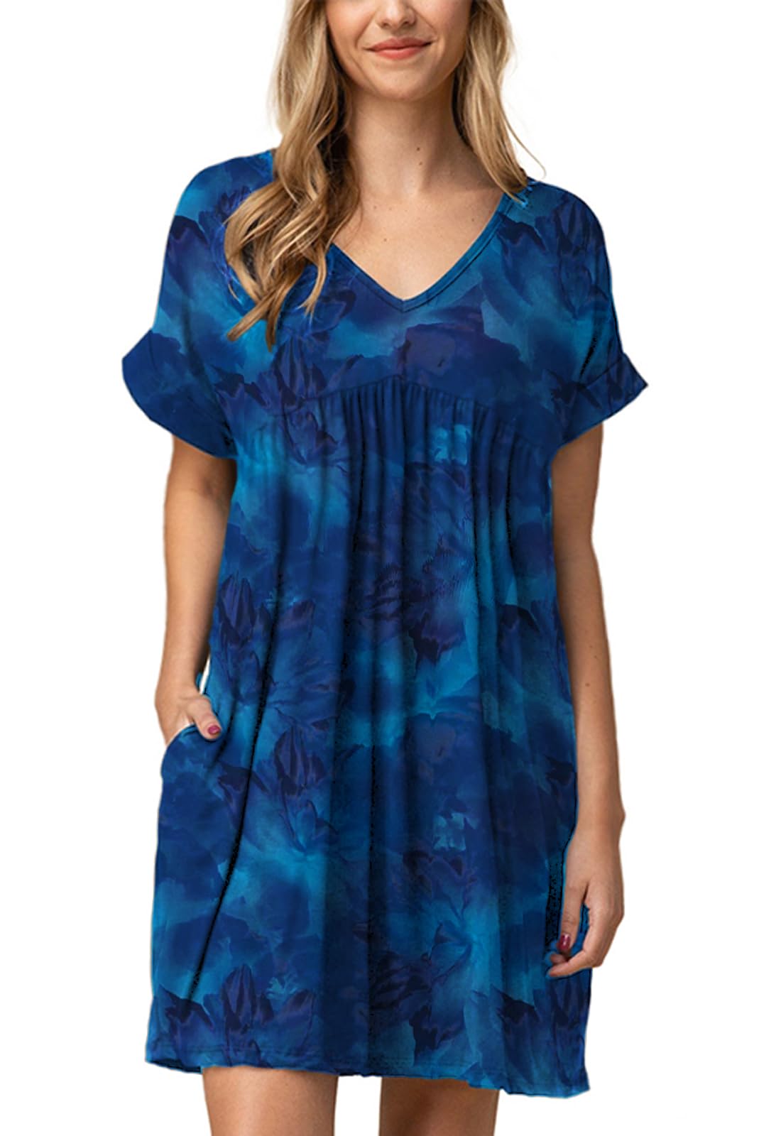 Jayscreate Women's Baby Doll Summer Casual T Shirt Flowy Short Sleeve Dress