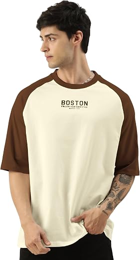 Maniac||Mens||Printed||Round Neck||Raglan||Half Sleeve||Cotton||Oversized||Tshirt