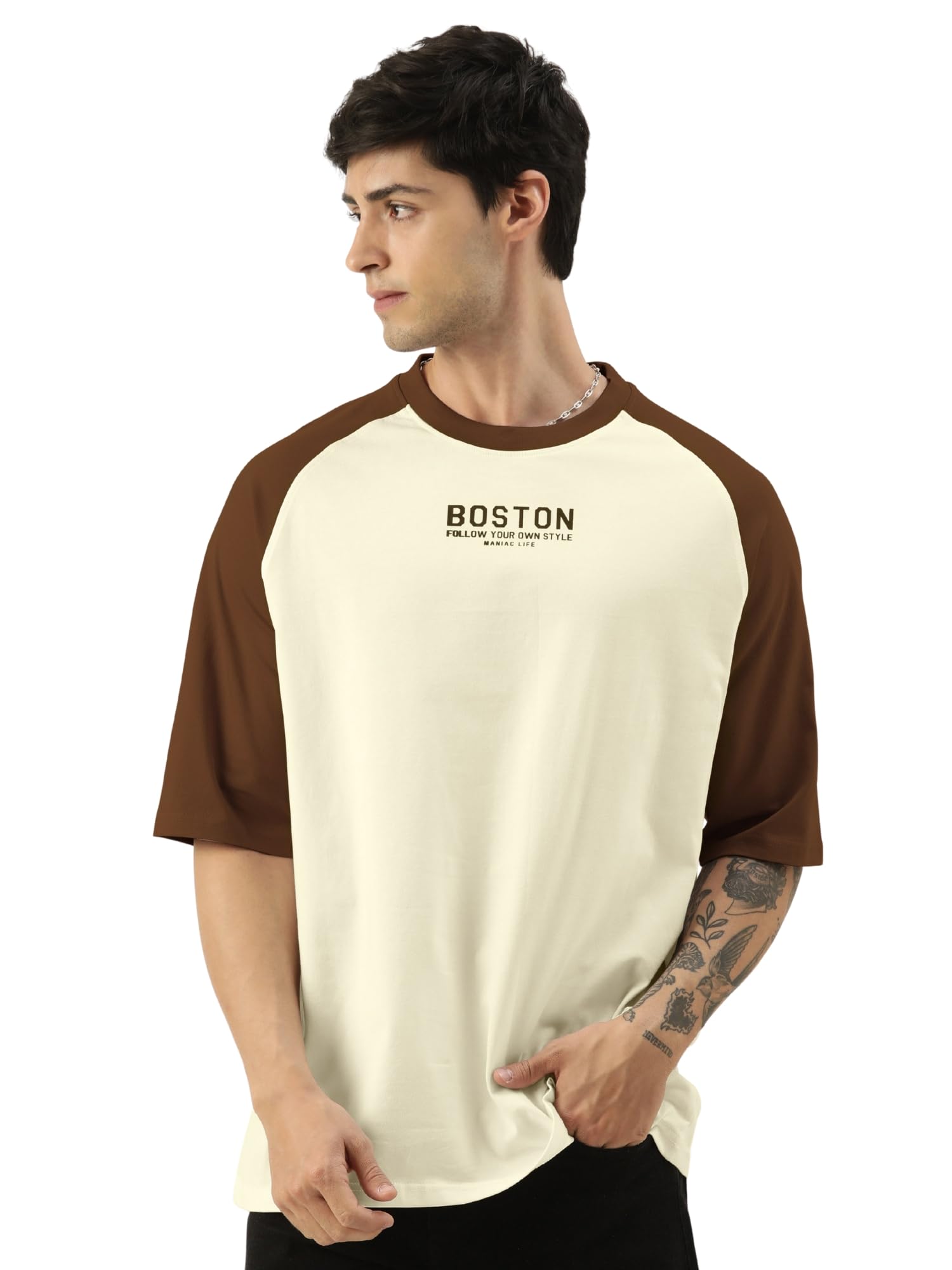 maniac ||Mens||Printed||Round Neck||Raglan||Half Sleeve||Cotton||Oversized||Tshirt-picture-51