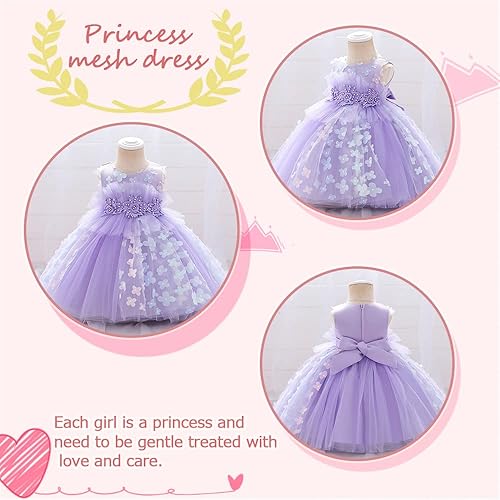 Miniatura 5 de Vestido de bebé de cumpleaños para niña de las flores, vintage, con volantes, para boda, sin mangas, con volantes de tul