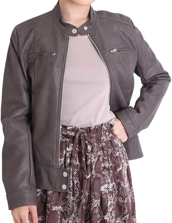 Amazon ライダースジャケット レディース シングル 大きいサイズ 黒 ブラウン ライダース ジャケット アウター 防寒 春 冬 シングルライダース アウター ジップアップ コート ジャケット 通販