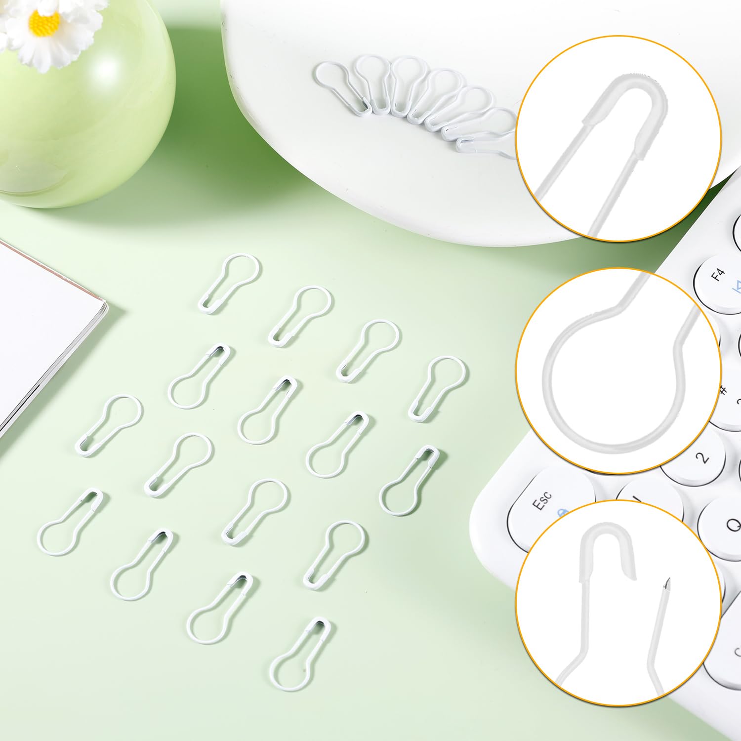 NQEUEPN 500pcs 22x10mm/0.86x3.94 White Metal Safety Pins, Practical Style for Clothes Crafts Quilting Charms Buttons - Image 3
