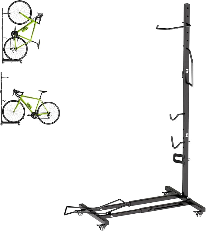 Urban Deco Vertical Bike Stand with Wheels, Space-Saving for 22-29 Inch Bikes