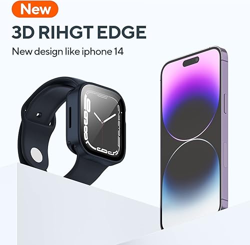 Vista 38 de 2 Pack 2 in 1 Waterproof Case for Apple Watch Series SE 6 5 4 44mm, Straight Edge PC Front & Back Bumper with Tempered Glass Screen Protector 360